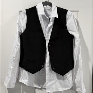 H&M Black and White Button Down Shirt with Vest
